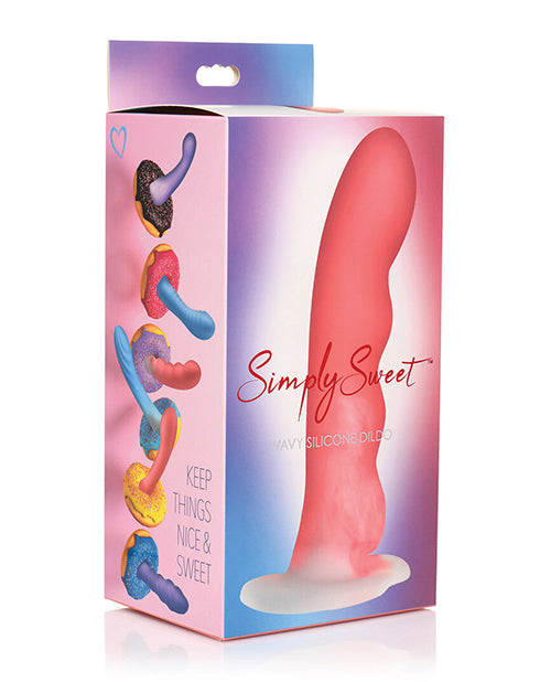 Curve Toys Simply Sweet 7" Wavy Silicone Dildo - Pink/white