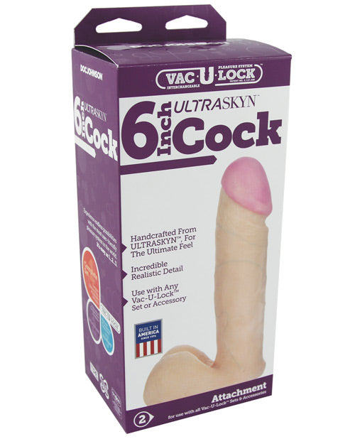 Vac-u-lock 6" Ultraskyn Cock & Balls Attch. - White