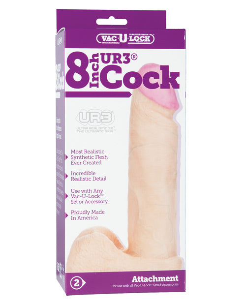 Vac-u-lock 8" Ultraskyn Cock & Balls Attch. - White