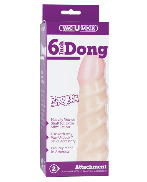 Vac-u-lock 6" Raging Hard On Realistic Dong - White