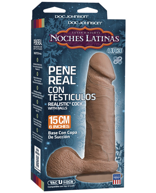 Noches Latinas Ultraskyn Pene Real Con Testiculos 6 " - Caramel