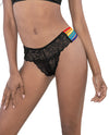 Pride Lace Rainbow Side Straps Panty Black O/s