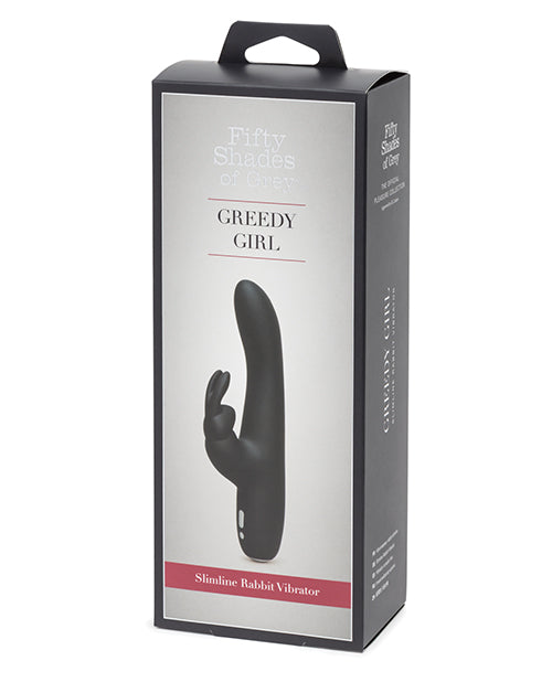 Fifty Shades Of Grey Greedy Girl Rechargeable Slimline Rabbit Vibrator - Black