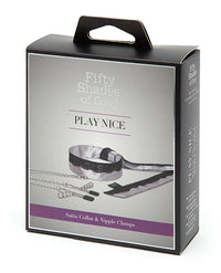 Fifty Shades Of Grey Play Nice Satin & Lace Collar & Nipple Clamps