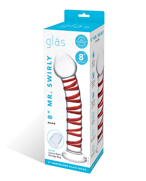 Glas 8" Mr. Swirly Glass Dildo - Red