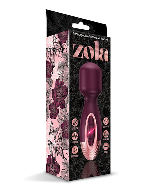 Zola Rechargeable Silicone Mini Wand - Burgundy/rose Gold