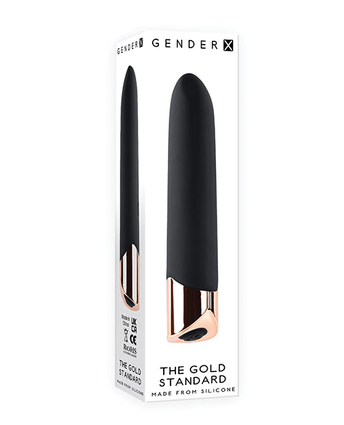 Gender X The Gold Standard Rechargeable Silicone Bullet - Black/rose Gold