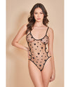 Heartburn Mesh & Velvet Teddy W/open Back Black