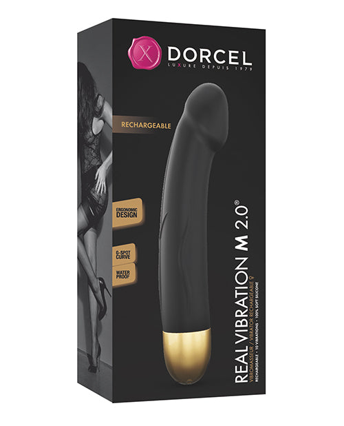 Dorcel Real Vibration M 8.6" Rechargeable Vibrator 2.0 - Black/gold