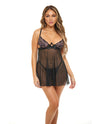 Riley Empire Waist Babydoll W/matching G-string Black/pink