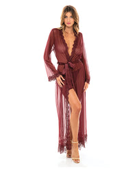 Provence Eyelash Lace Floor Length Robe Zinfandel