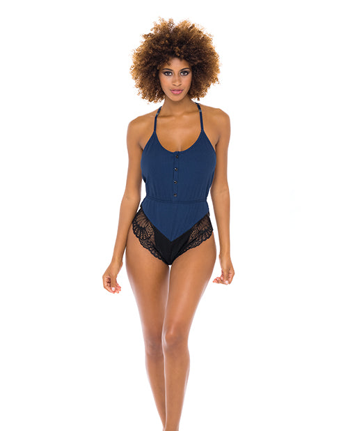 Claribel Ribbed Jersey Romper Estate Blue/black