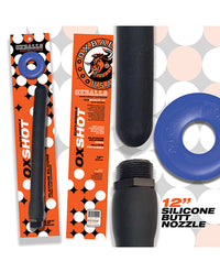 Oxballs Oxshot Silicone Butt Nozzle W/flex Cockring - Black/blue