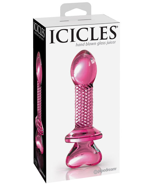 Icicles No. 82 Hand Blown Glass Butt Plug - Ribbed/pink