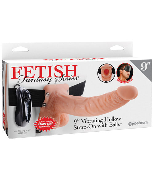 Fetish Fantasy Series 9" Vibrating Hollow Strap On W/balls - Flesh