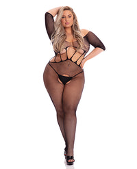 Pink Lipstick Amplify Crotchless Bodystocking Black