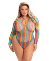 Pink Lipstick More Color Long Sleeve Bodysuit Rainbow