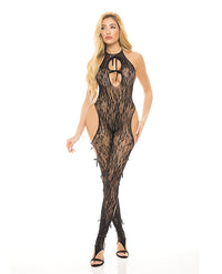 Pink Lipstick Love Me Harder Bodystocking Black O/s