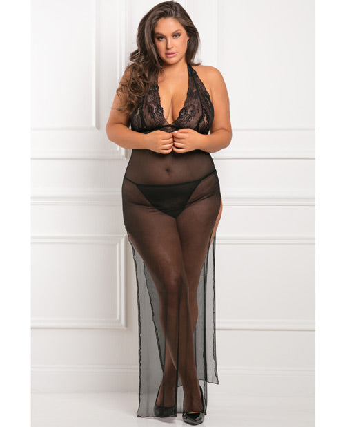 Rene Rofe All Out 2 Pc Gown Set Black 1x/2x