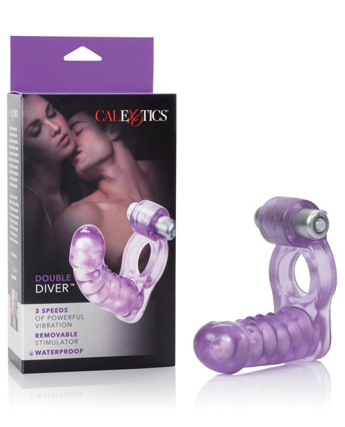 Double Diver Vibrating Enhancer W/flexible Penetrator - Purple