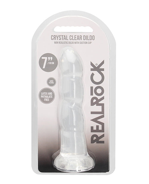 Shots Realrock Crystal Clear 7" Rippled Dildo  - Transparent