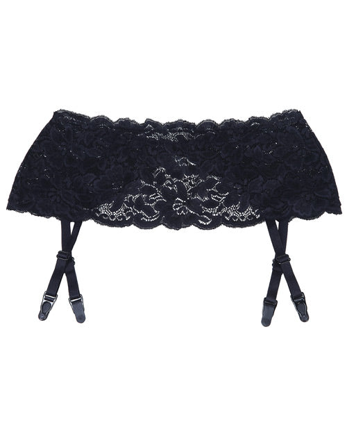 Stretch Lace Garter Belt W/adjustable Garters Black O/s