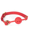 Spartacus Silicone Ball Gag W/red Pu Straps - 46 Mm