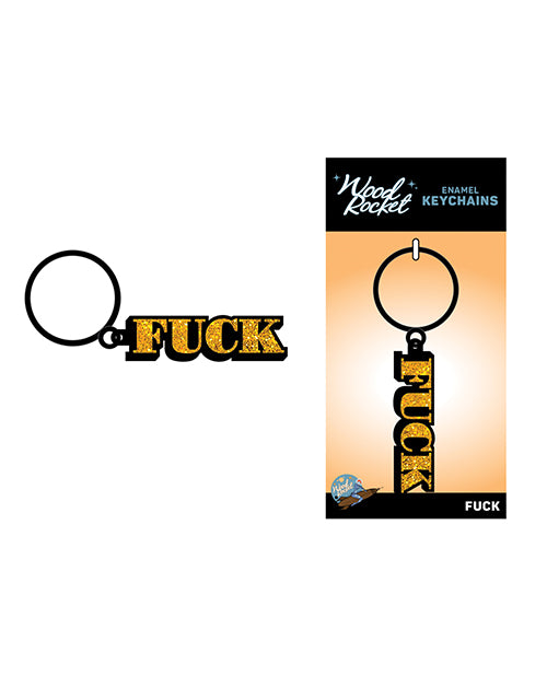 Wood Rocket Fuck Keychain - Gold